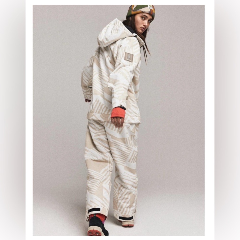 Free People Cream and White Ski Jacket